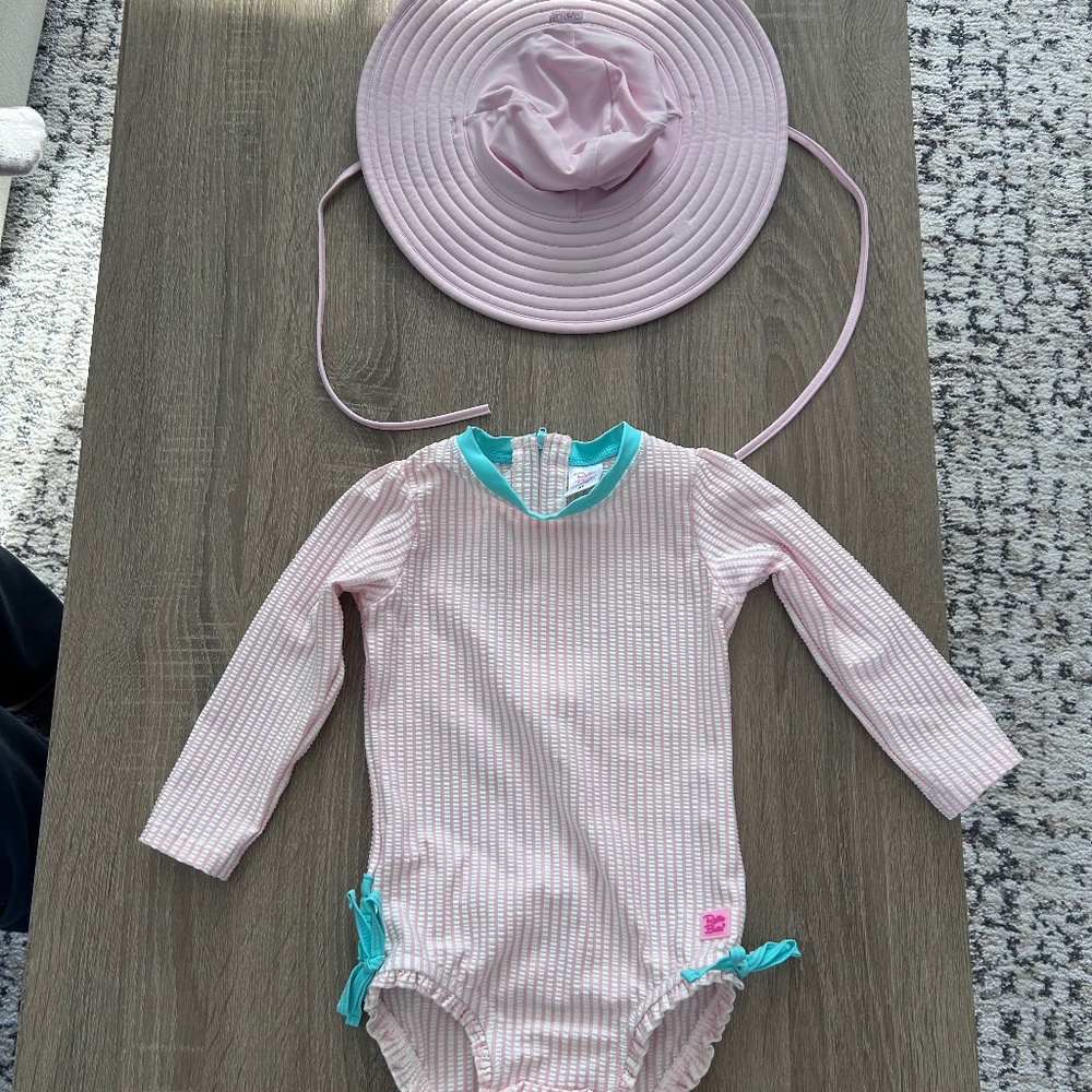 Ruffle Butts toddler girl swimsuit and hat